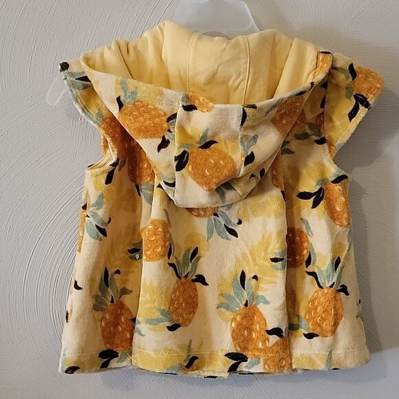 JANIE AND JACK YELLOW PINEAPPLE TERRYCLOTH HOODED SWIM COVER-UP, SIZE 12-18 MONT - Picture 4 of 4